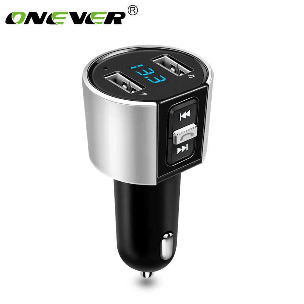 

Onever 5V/3.4A Bluetooth Fm Transmitter Aux Wireless Audio Player Car Kit Handsfree Fm Modulator Dual USB Charger Hands-free