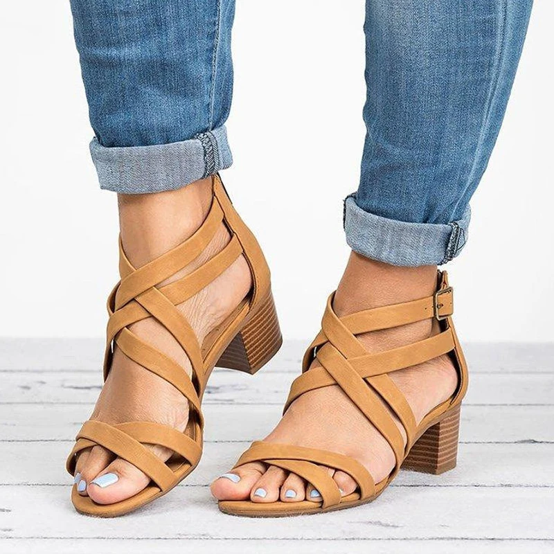 

Women Sandals Plus Size 35-43 High Heel Sandals Gladiator Casual Shoes Summer Women Shpes ZIP Ladies Sandals Sandalias Mujer