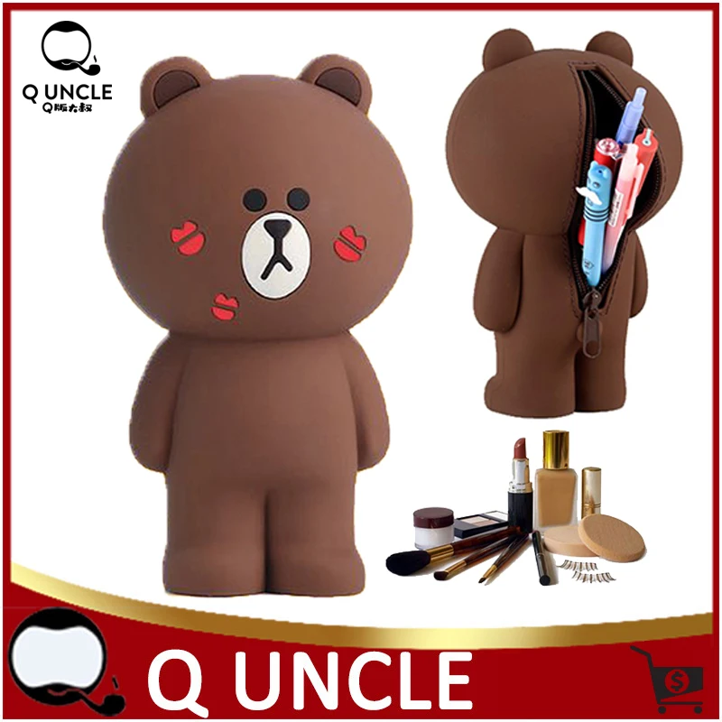 

Q UNCLE Silica Gel Cartoon Waterproof Makeup Bag Kiss 3D Travel Zip Cosmetic Cases Pencil Bag Stationery Gift Cosmetic Bags