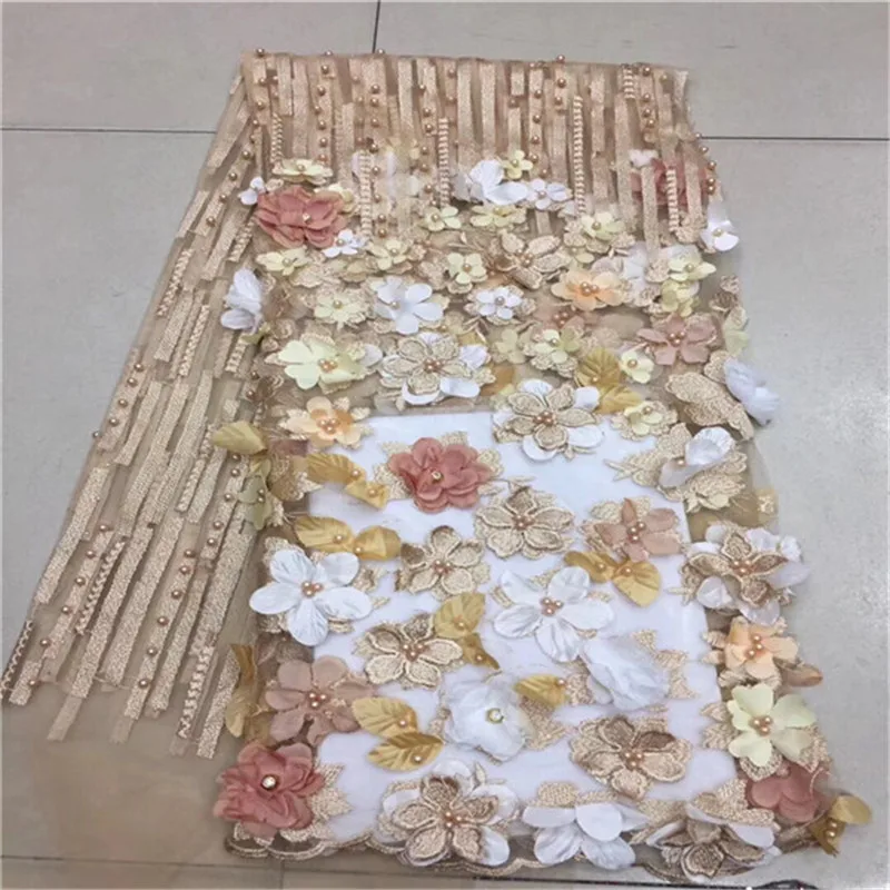 

2018 New Design Swiss Voile Lace African Guipure French Lace Fabric With Beads African 3D Lace Fabric High Quality For Wedding