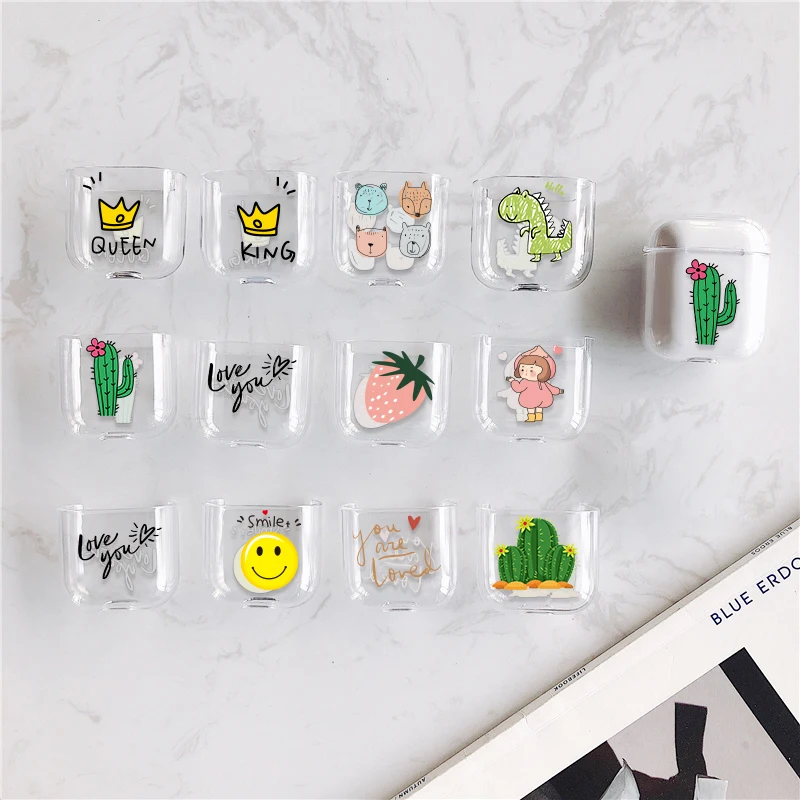 Earphone Cases For Airpods Clear Cute Pattern Cover Hard PC For Apple Airpods Shockproof Air Pods Earphone Accessories Case