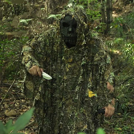 

Hunting camouflage clothes 3D maple leaf Bionic poncho Ghillie Suits sniper birdwatch CS Tactical Clothing