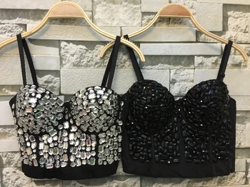 

P160 Good Quality New Hand-made Diamonds Pearls Bralet Corselets Women's Bustier Bra Cropped Top Wedding Bralette