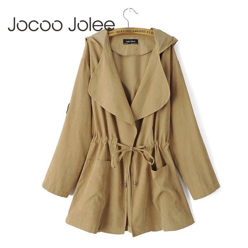 Jocoo Jolee جديد 2018 النساء جاك تكلفة الخريف معطف مقنع سترة عارضة مرونة الخصر جيب كيمونو الإناث فضفاض أبلى Jocoo Jolee جديد 2018 النساء جاك تكلفة الخريف معطف مقنع سترة عارضة مرونة الخصر جيب كيمونو الإناث فضفاض أبلى