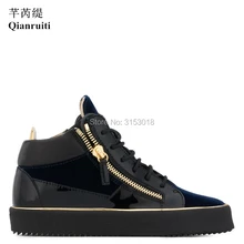 Qianruiti/Брендовые Мужские кроссовки; повседневная обувь на молнии на плоской подошве; Мужские повседневные туфли на шнуровке; модная обувь по индивидуальному заказу