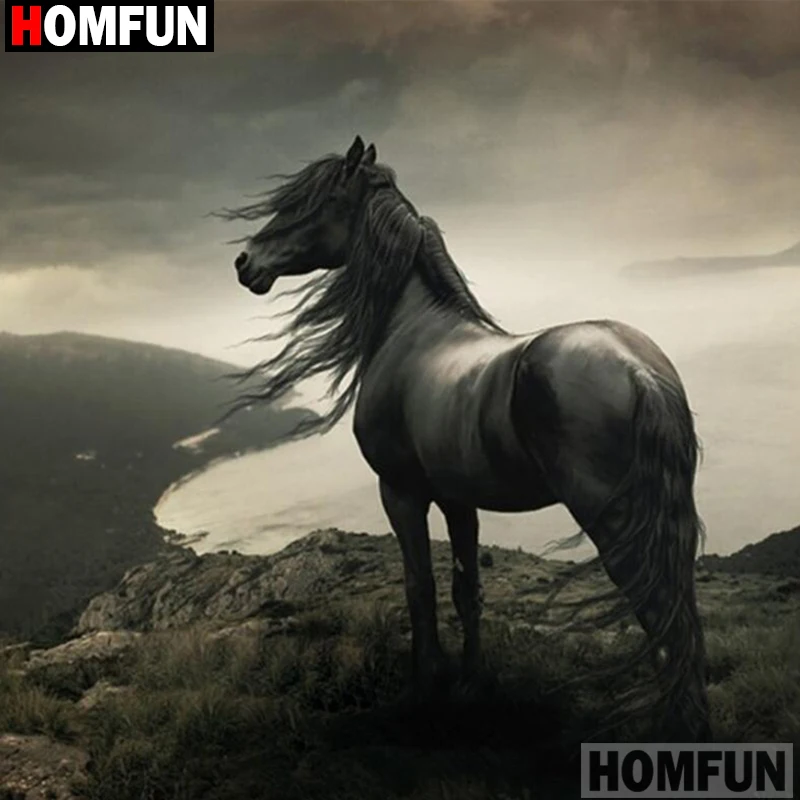 

HOMFUN Full Square/Round Drill 5D DIY Diamond Painting "horse"Embroidery Cross Stitch 5D Home Decor A16407