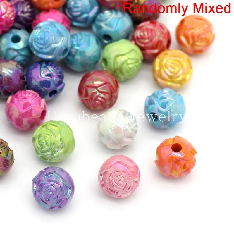 DoreenBeads акриловые разделительные бусины круглые смешанные цветные AB резной 8 мм