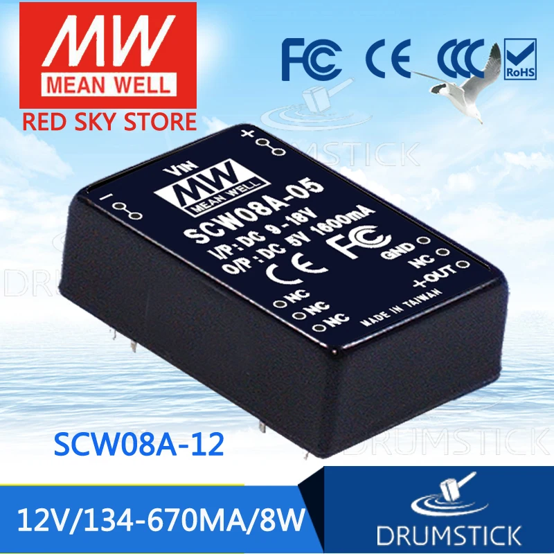 

Advantages MEAN WELL SCW08A-12 12V 670mA meanwell SCW08 12V 8W DC-DC Regulated Single Output Converter