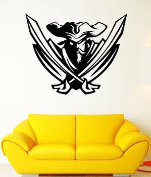

Wall Decal Swords Pirate Captain Beard Hat Corsair Warrior Vinyl Decal