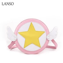 Vielzahl sakura karte captor sakura nettes mädchen runde umhängetasche cartoon cosplay messenger rund handtasche lolita winkel wings tasche