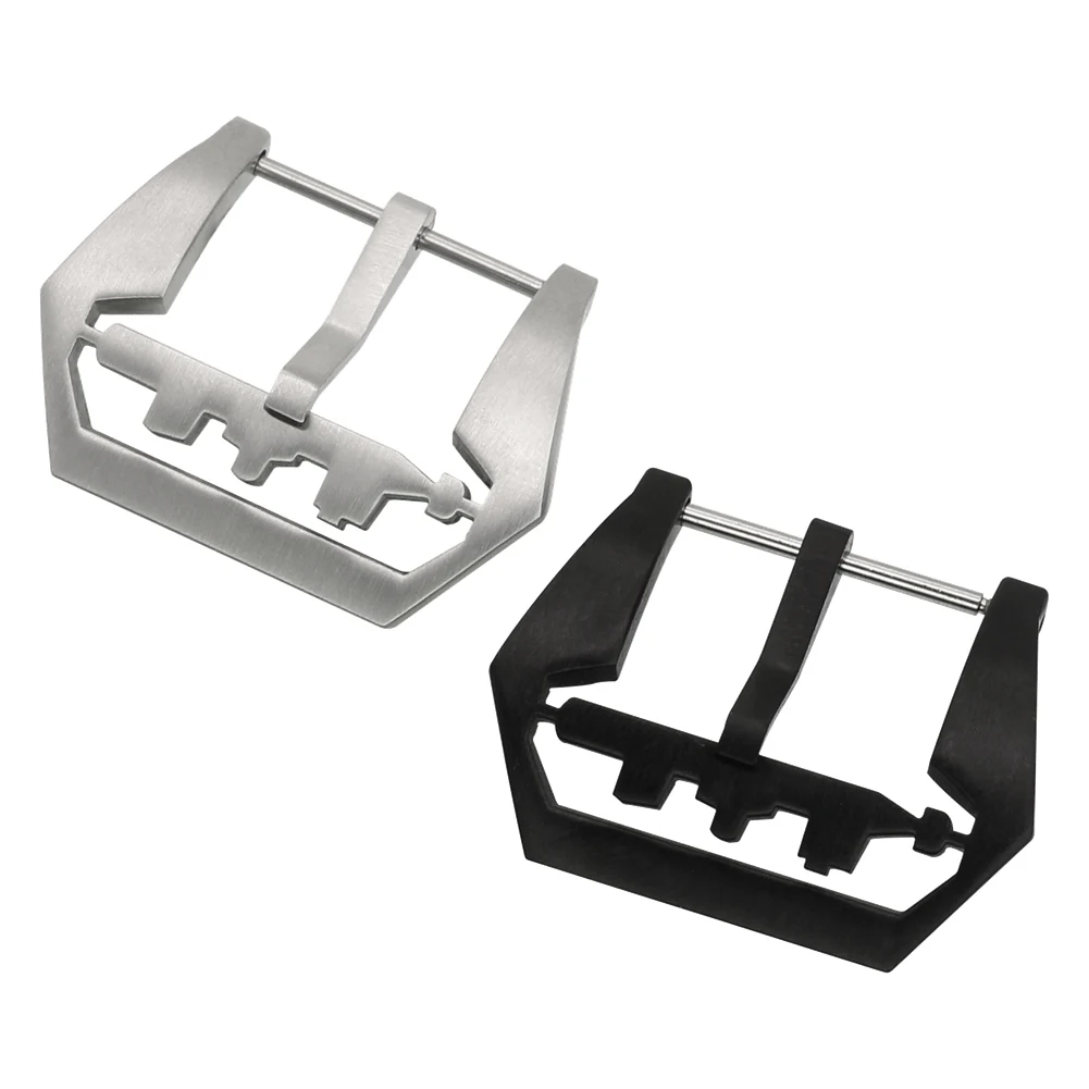 

Watchbands 22mm 24mm 26mm Solid SS Black Stainless Steel Brushed Watch Bands Strap Submarine Screw-in Buckle