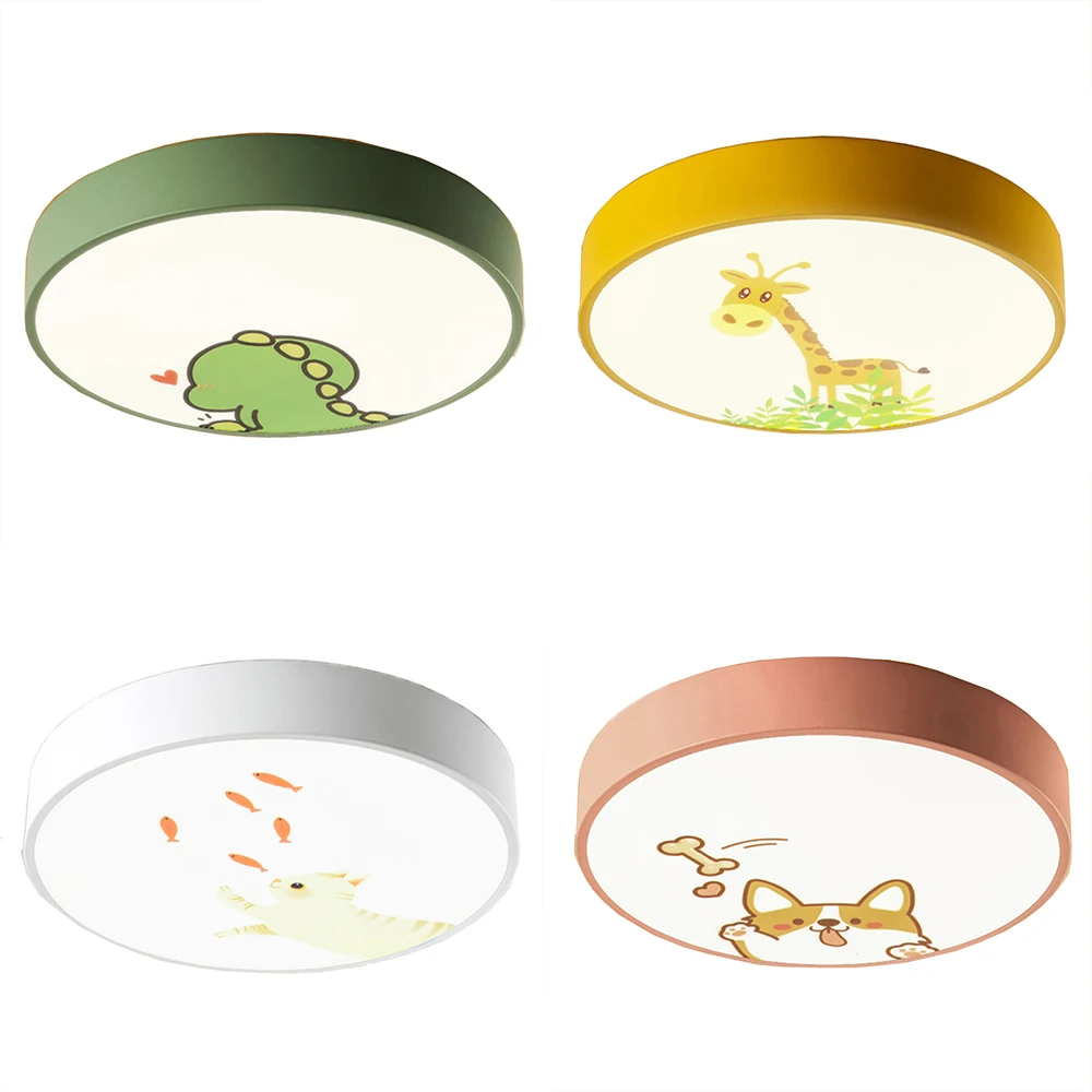 

4 Colors Cartoon Led Ceiling Lamp Acrylic Lamp Shade for Kids Childs Modern Nordic Round Ceiling Lights Fixtures Living Room