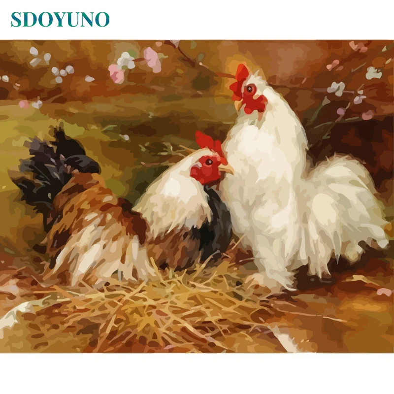SDOYUNO-рамка с курицами животные сделай сам краска по номерам Акриловая Краска на