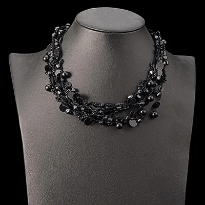 UDDEIN богемное ожерелье ручной работы, черный акриловый камень, многослойное ожерелье и подвеска, ожерелье-чокер для женщин - Окраска металла: black