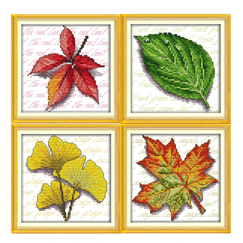 Leaf Cross Stitch Patterns 11CT 14CT DMC Counted DIY Chinese Kits Embroidery Home Decor Needlework | Дом и сад