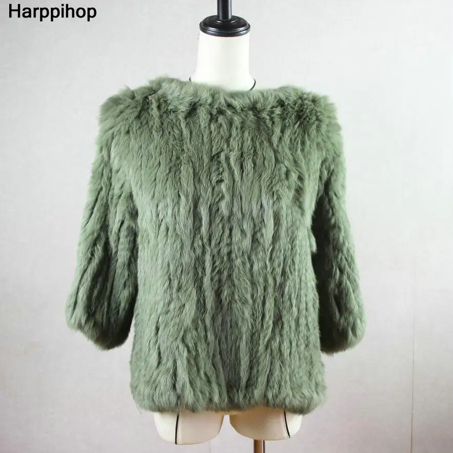 Harppihop* Новинка, горячая Распродажа, женское вязаное пальто с натуральным кроличьим мехом, куртка, жилеты, накидка, комбинезон, 11 цветов, черный, бежевый