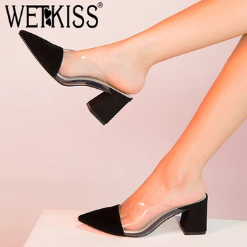 

WETKISS Transparent Pvc Slippers Women Summer 2019 New Slides Shoes Mules Shoes Female Fashion Wedding Kid Suede Shoes Ladies