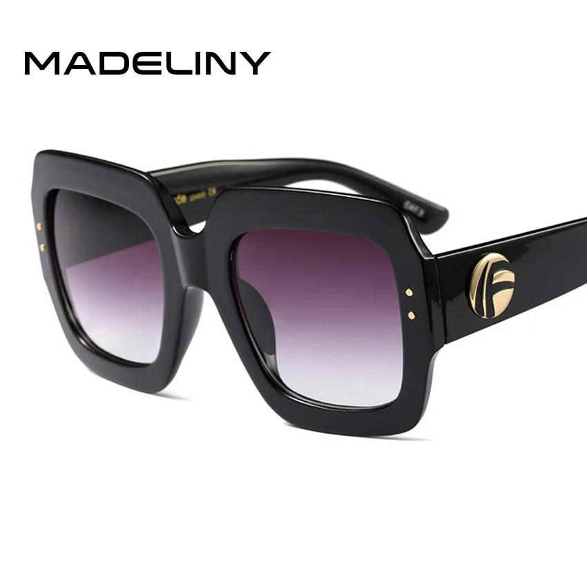 Madeliny Популярные Солнцезащитные очки для женщин Роскошные Для женщин Брендовая дизайнерская обувь квадратный Летний стиль большой Рамки Одежда высшего качества УФ-защита Защита от солнца Стекло ma178