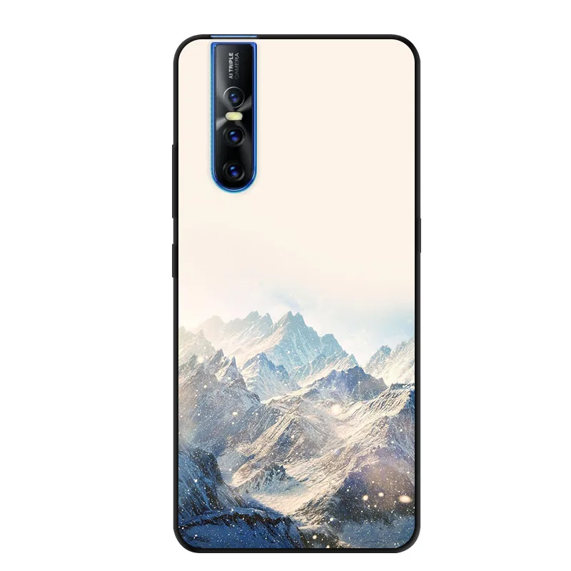 For Vivo V15 Case Cover Flowers Black silicone Soft Cover For Vivo V15 Pro V 15 Popular Phone Back Cases Shells Coque V15Pro