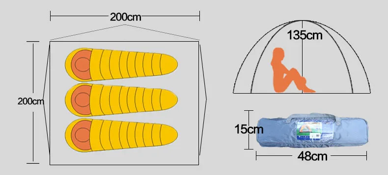 Открытый кемпинг палатка 2 и 3 человек двойной слой водонепроницаемый двойной двери Сверхлегкий пляж Рыбалка Туризм Туристические палатки