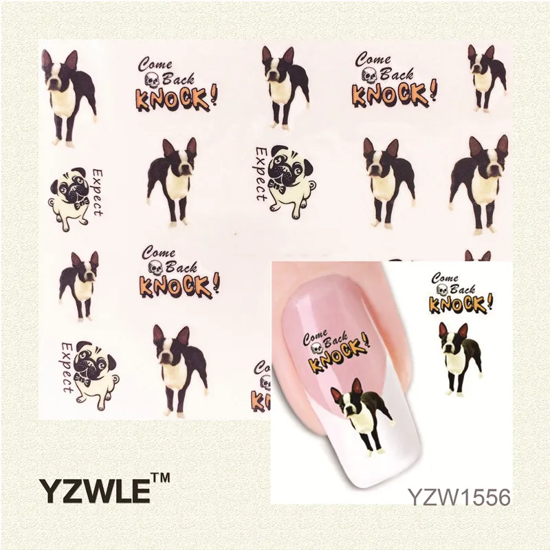 

YWK New Arrival Lovely Dog Design Water Transfer Nail Art Stickers Decal