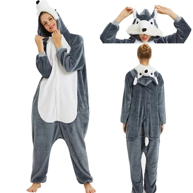 

adult unisex pajamas kigurumi animal pajamas sets Autumn cartoon sleepwear flannel Hooded anime women pajamas home clothing