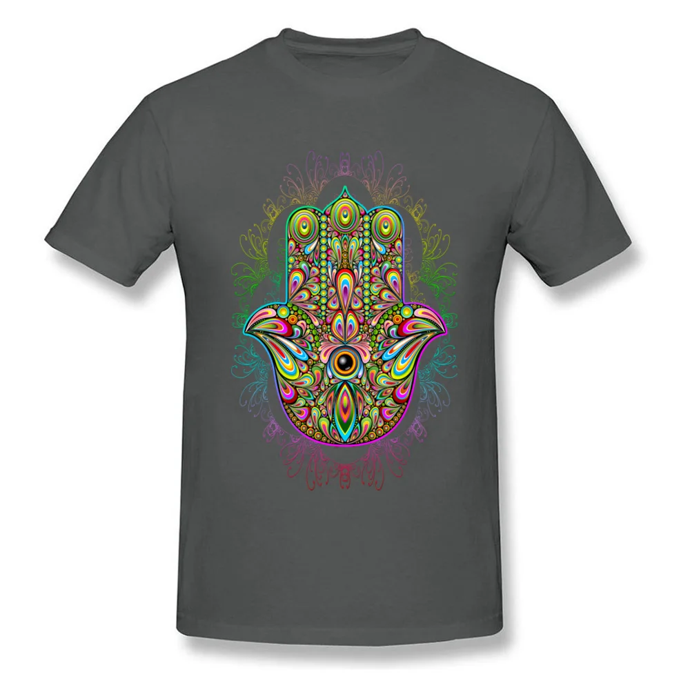 Hamsa Hand Amulet Psychedelic All Cotton Men Short Sleeve Tops & Tees Design NEW YEAR DAY T-Shirt Company Round Neck Tee-Shirts Hamsa Hand Amulet Psychedelic carbon