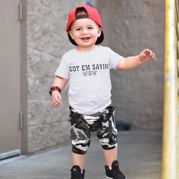 

Baby Boy Camouflage Sets Clothes Newborn Outfit Short Sleeve Letter Shirt+Shorts 2Piece kit Dropshipping vetement bébé garçon