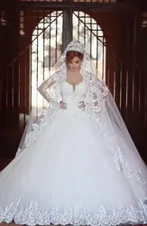 Красивые дизайн сетчатые Длинные рукава 2018 casamento romantico бальное платье кружево свадебное платье с аппликацией мать невесты платья для женщин