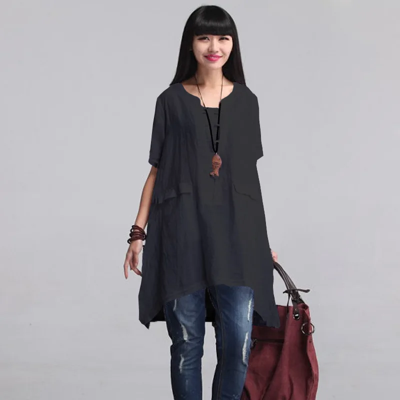 الكورية أعلى س الرقبة شيء صلب منتظم كامل Zanzea زائد حجم النساء شحن مجاني 2019 ربيع جديد قميص فضفاض عارضة مهرج كم