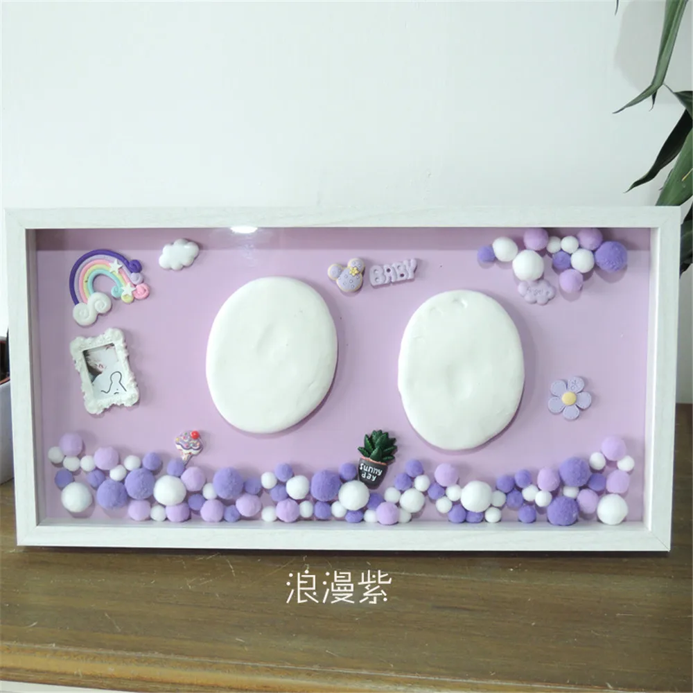  Taoqueen New Baby Care Air Drying Soft Clay Baby Handprint Footprint Imprint Kit Casting Light Hand