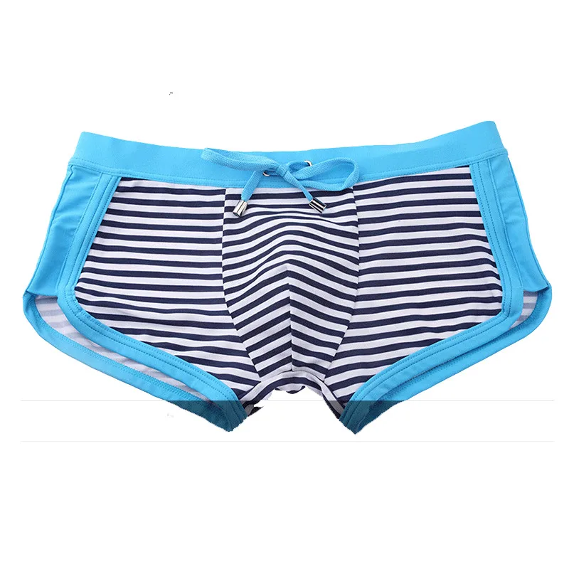 

Striped Men's Swimming Trunks Desmiit Swimwear Men Swimsuit Gay Swim Wear Low Waist Boxer Shorts Sexy Penis Pouch Sunga Man 2017