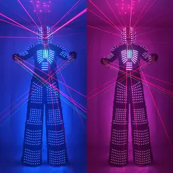 Светодио дный светодиодный светящийся робот костюм с лазерным шлемом перчатки лазерный робот костюм робота из светодиодов. Для