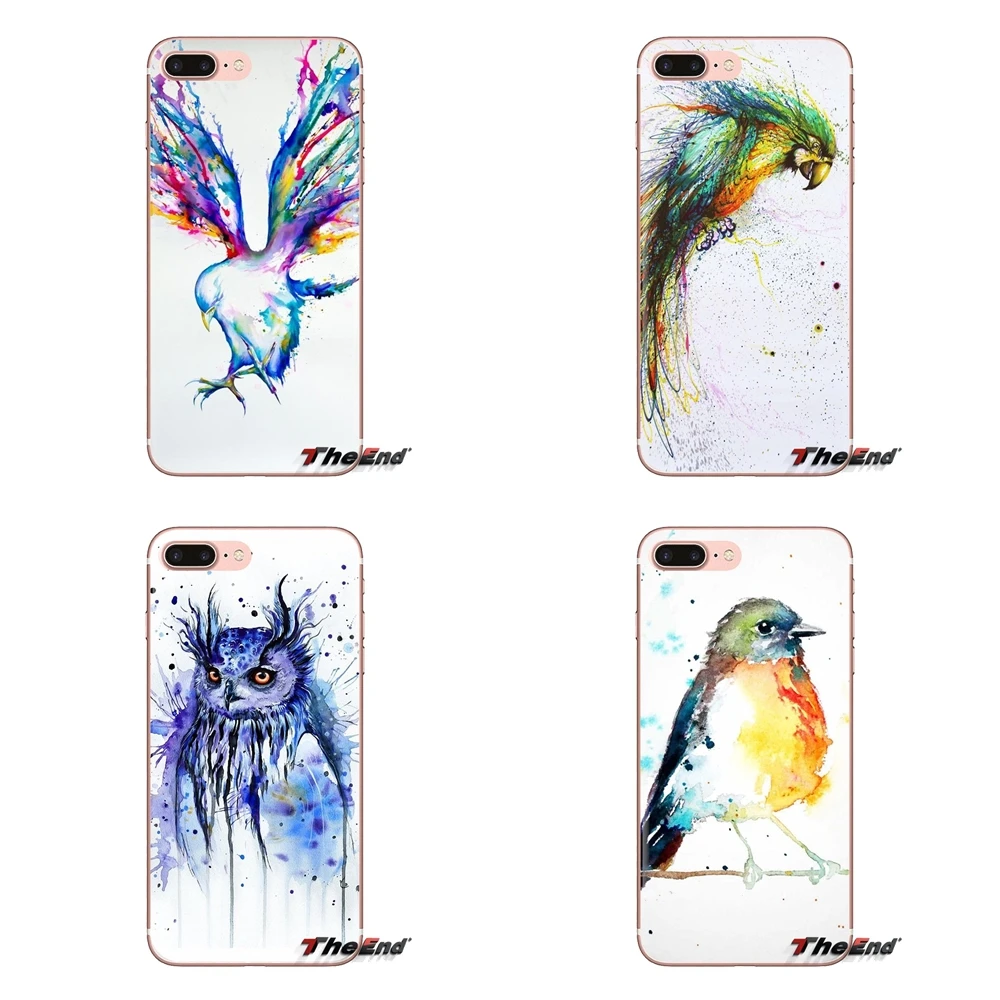 

For Samsung Galaxy S3 S4 S5 Mini S6 S7 Edge S8 S9 S10 Plus Note 3 4 5 8 9 Silicone Phone Case Cover The bird watercolor painting