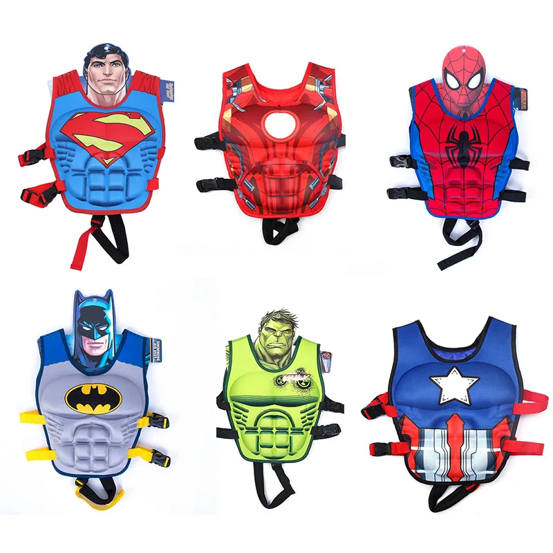 

M Code Muscle Children's Cartoon Super Hero Life Jackets Buoyant Vest Baby Floating Iron Man Spiderman Clothes Bubble Lifebuoy