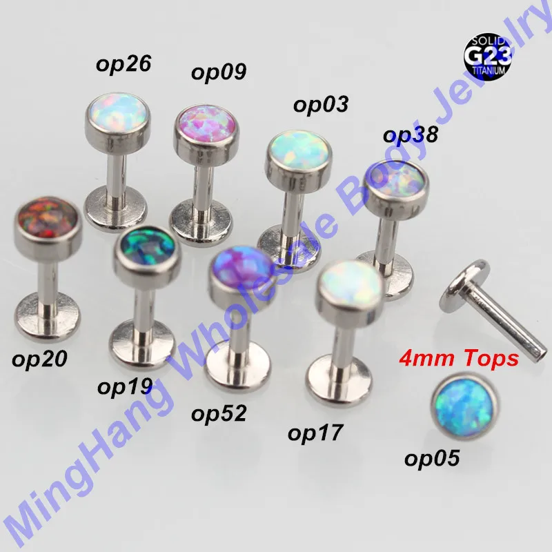 

G23 Titanium Internally Threaded 16G Labret Lip Ear Cartilage Helix Tragus Stud Body Piercing Jewelry Mixed 9 Opal
