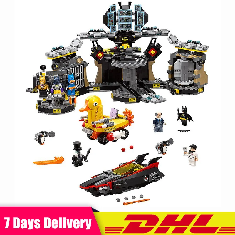 

LEPIN 07052 1047pcs Genuine Movie Series The Batcave Break-in Set Building Blocks Bricks Set Toys Compatible LegoINGlys 70909