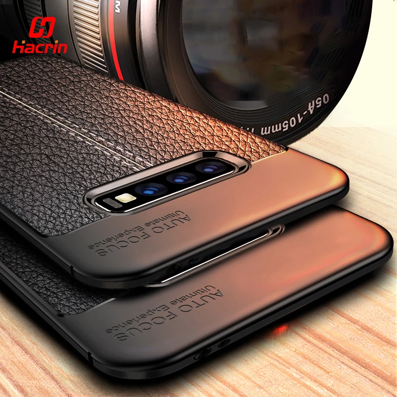 

Hacrin Case for Samsung Galaxy S10 Case Leather Texture TPU Soft bumper Rubber Cover for Samsung Galaxy S10 S10 Plus S10 Lite