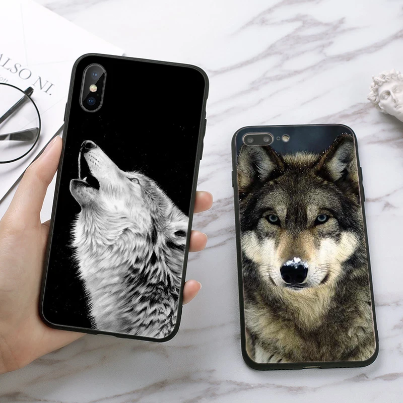 Силиконовый чехол с изображением волка на снегу для iPhone 5 5S 6 6S Plus 7 8 11 Pro X XS Max XR