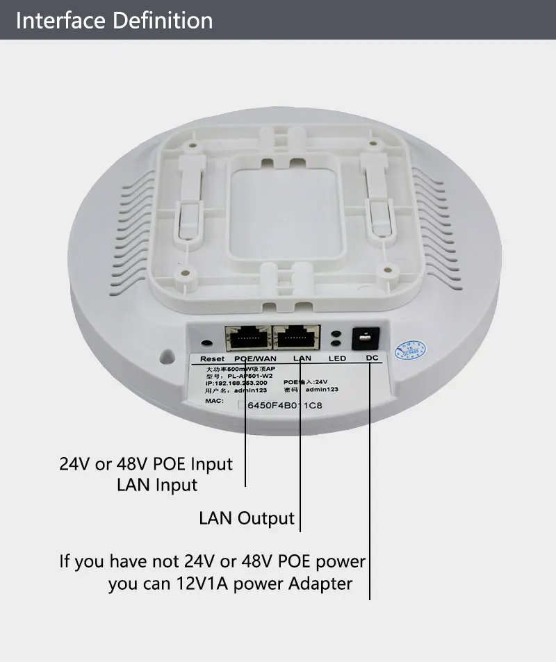 Беспроводной Потолочный точка доступа AP MTK7620N chipest flash 8 м DDR2 64 Мб 300 Мбит/с POE мощность потолочное крепление английский управление интерфейс