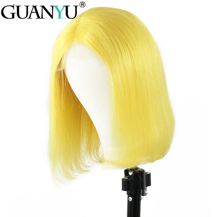 

Short Bob Yellow 13*4 Lace Front Human Hair Wig 150% Density Brazilian Remy Hair Bob Glueless Free Part Lace Front Wig For Women