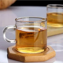 4 шт./лот ручной работы Термостойкое стекло кунгфу чай напиток чашки с ручкой изолированное прозрачное стекло EJQ 1077