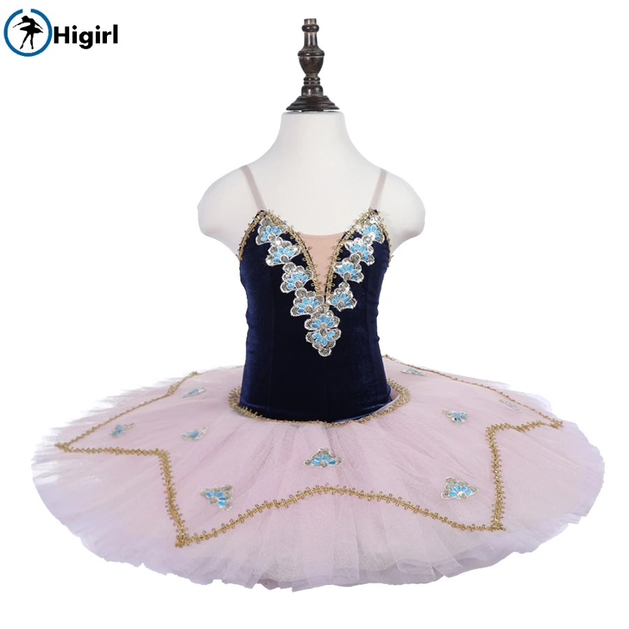 Children royal ballet shool performance ballet tutus for kids navy blue ballerina dance costume dress for junior18076