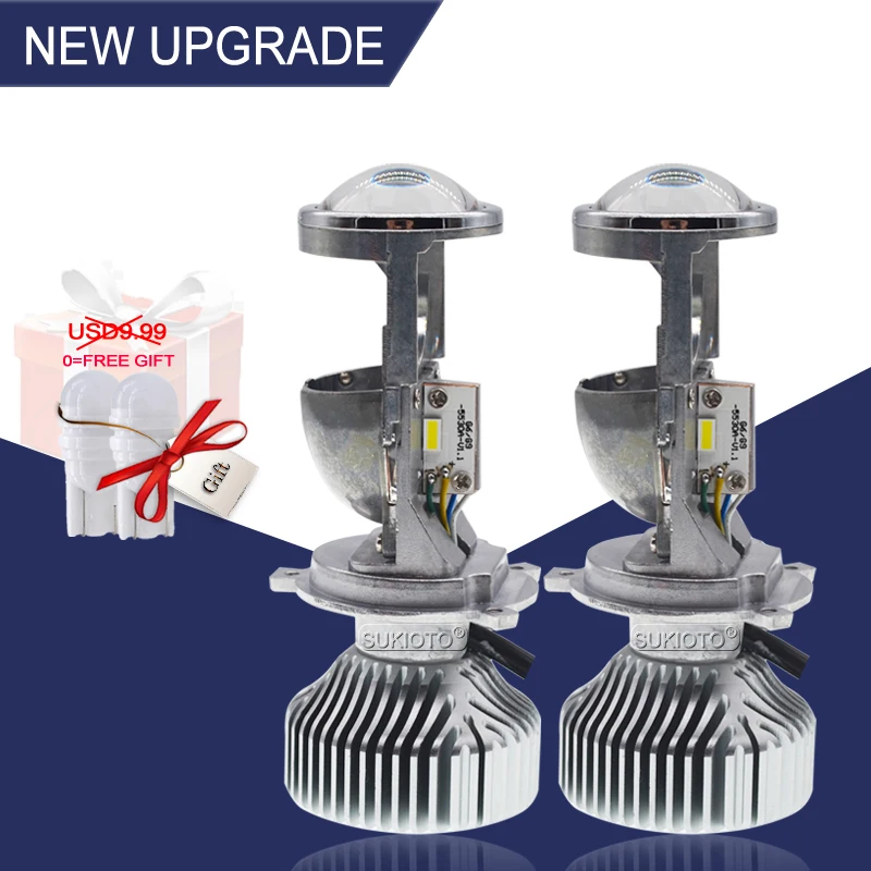 

SUKIOTO 35W /70W H4 LED Headlight Projector lens Bulb LHD H4 Hi/Lo H4 bixenon Mini projector bulb 1.5 inch 5500K Car Styling