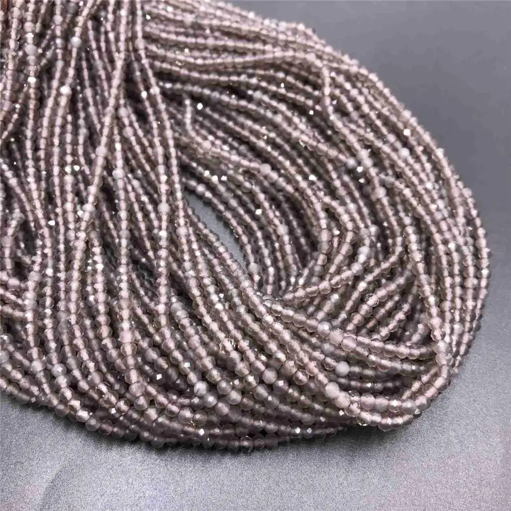 2 3mm Small Beads gray quartz Natural stone beads jewelry making handmade diy gifts crystal round tiny | Украшения и аксессуары