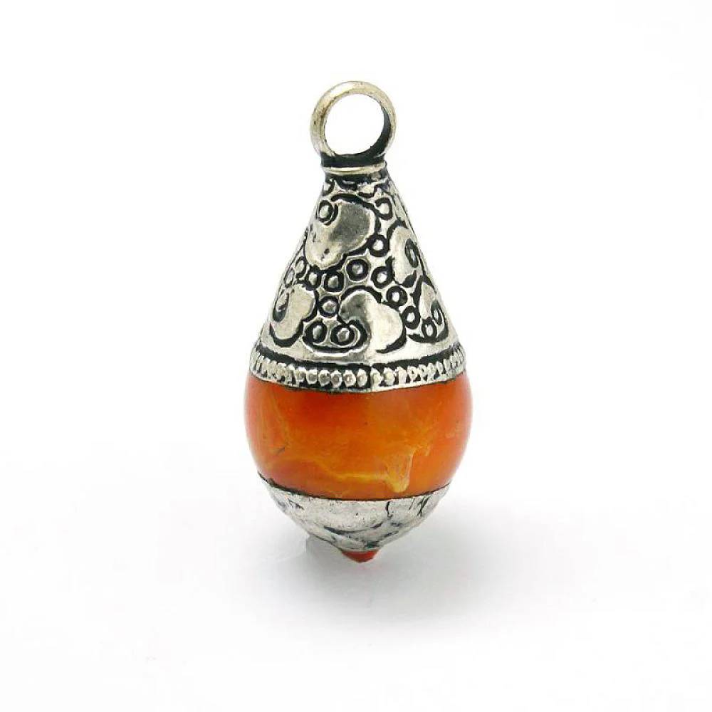 

Pandahall 10 PCS 32x15mm Drop Red/Orange Handmade Tibetan Style Pendants with Coral for jewelry making Necklace, Hole: 3mm