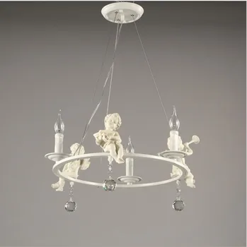 

European resin Angel Ceiling lamps led lamps living room dining room crystal Ceiling lamp E14 led lustre light Ceiling Lights