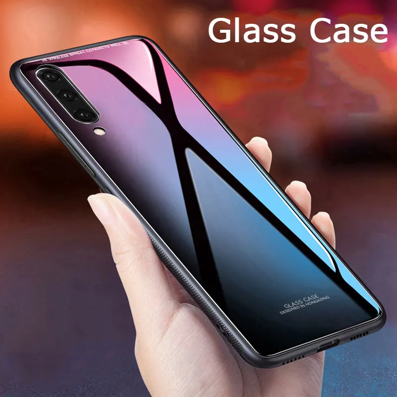 Глянцевый стеклянный чехол для Samsung Galaxy A50 мягкий силиконовый с закаленным