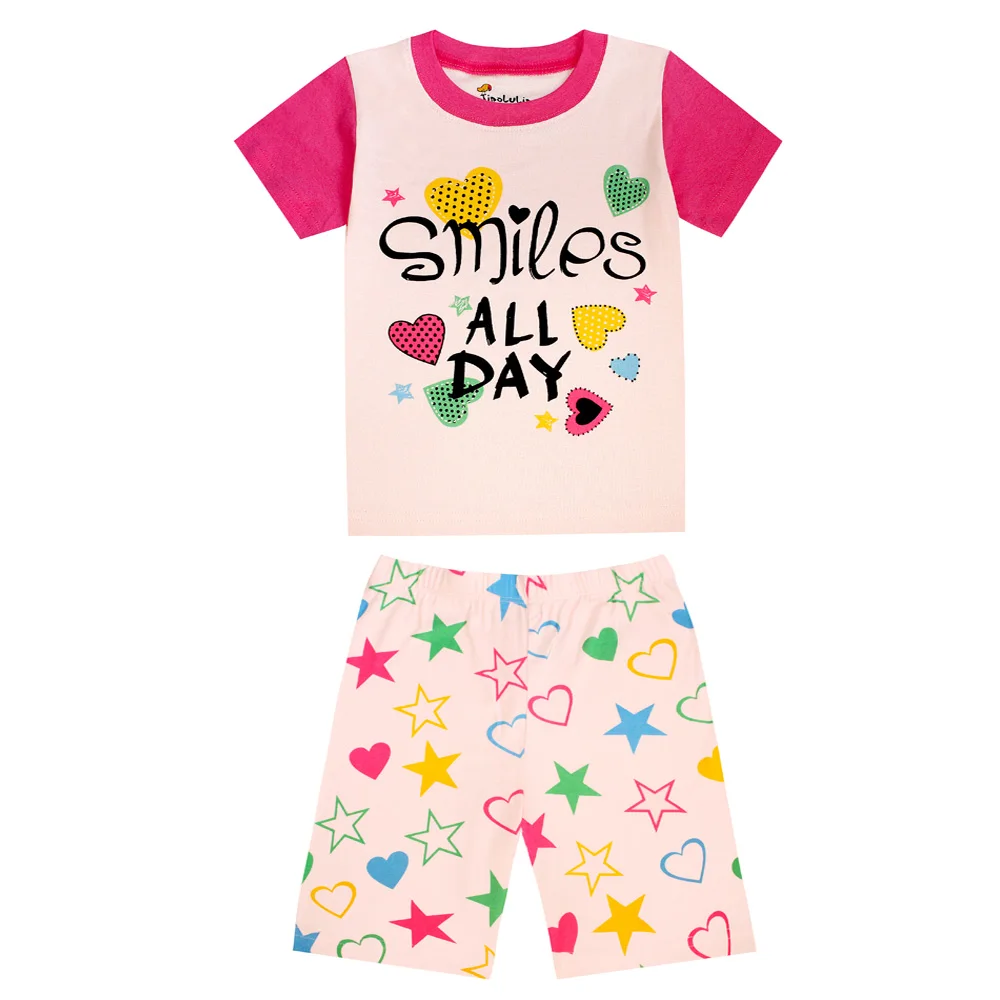 Новая летняя коллекция 100 года, Хлопковая пижама в виде единорога для девочек, модные пижамы с короткими рукавами для девочек, пижамы для детей, пижамы для девочек, От 1 до 8 лет - Цвет: CG04