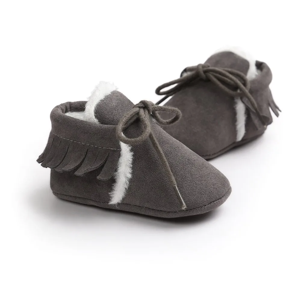 Romirus/искусственная замша детская обувь на шнуровке одежда для малышей Мокасины с мехом зима сохранить теплые ботинки обувь на мягкой